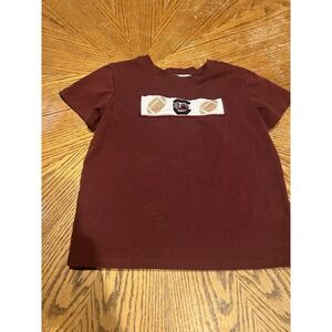 Teacups & Tadpoles Girls Maroon Gamecock Football Embroidered T-Shirt 5-6T